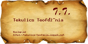 Tekulics Teofánia névjegykártya